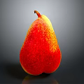 Red And Yellow Pear With Smooth Skin On Gray Reflective Background 3d model