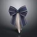 Chic Navy Blue Bow Jewelry With White Stripes Elegant Satin Design Accessory
