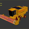 Modern Yellow Combine Harvester With Solar Panels And Front Harvesting Device