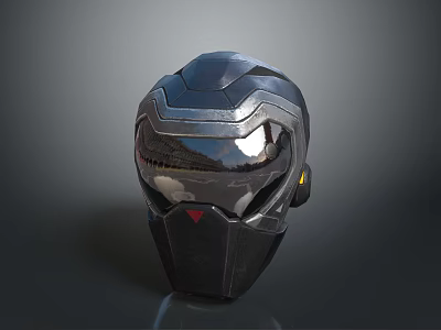 Weapon Tactical Helmet With Black Metallic Design And Futuristic Combat Reflective Surface 3d model