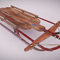 Wooden Playground Equipment With Red Frame Sled Design For Outdoor Winter Kids Fun