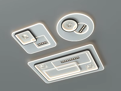 Modern Minimalist LED Ceiling Lights With Square And Round Shapes And Light Beads 3d model