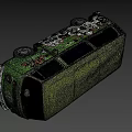 Vibrant Green Bus 3D Model Featuring Graffiti Art And Exterior Details