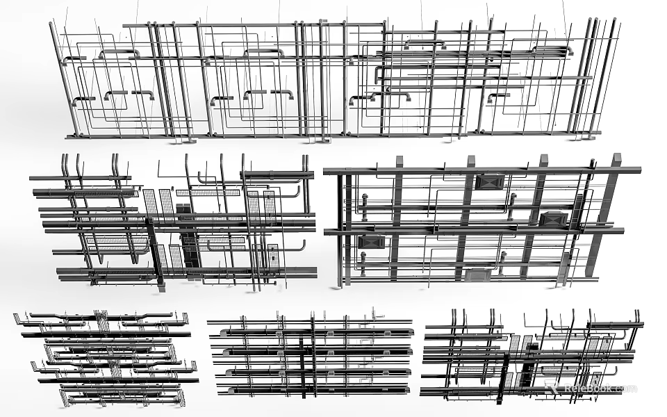 Exhibition Hall Ceiling Metal Frame Structure Design and Installation Details 3d model 