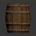 Classic Vintage Wooden Barrel With Striped Texture And Red Metal Hoops