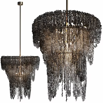 Artistic Dark Fringe Chandelier Design With Hanging Tassel Elements For Modern Decor 3d model