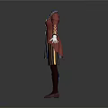 Blue White Coat And Brown Striped Skirt Sets With Yellow Trim And Boots