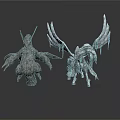 Two Mythical Fantasy Animals With Large Wings And Sharp Claws In 3D Render