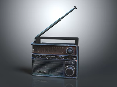 Vintage Sony Radio Speaker With Classic Antenna And Control Knobs Design 3d model