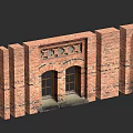 Red Brick Building Exterior Wall With Arched Windows And Decorative Brick Details