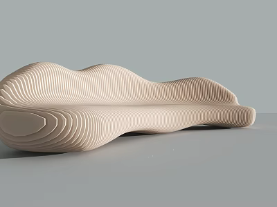 Modern Wave Shaped Public Chair With Striped Texture For Public Spaces 3d model