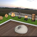 Outdoor Lights With Various Designs For Garden Grass And Wooden Deck