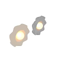 Modern Minimalist Wall Lamps With Wavy Textured Beige And Gray Design And White Round Globe