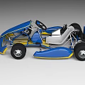 Blue and Yellow Race Car Chassis with Frame Seat and Wheels Structure