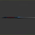 Modern Metallic Dagger With Blue Blade Red Handle And White Gem Design