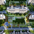 Well Designed Residential Landscape With Organized Building Layout And Lush Green Gardens