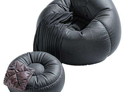 Black Leather Bean Bag Chairs Comfortable Casual Seating With Large And Small Sizes 3d model