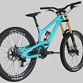 Light Blue Mountain Bike Equipped With Suspension And Large Tires