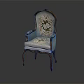 Elegant Single Sofa With Wooden Frame And Floral Embroidery On Light Colored Backrest