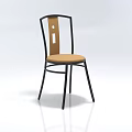 Leisure Chair With Black Metal Frame Wooden Backrest Light Brown Padded Seat And Cutout Detail
