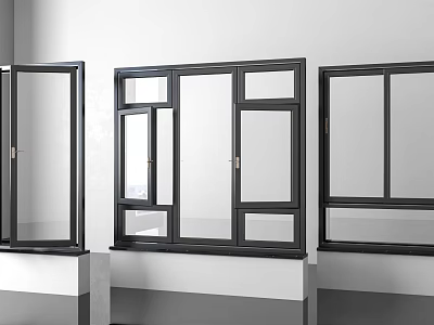Aluminum Casement Windows Modern Black Frame Design With Soundproof And Thermal Insulation 3d model