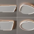 Modern LED Ceiling Lights With Square Round Shapes And Sleek White Panels 3d model