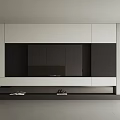 Sleek Modern TV Wall Design With White Cabinets Black Panel And Light Wall 3d model