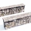 Rustic Gray Stone Block Stacked Building Exterior Wall With Textured Natural Surface 3d model