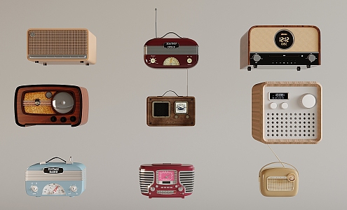 Small stereo nostalgic retro radio 3d model