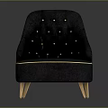 Gray Tufted Armchair With Button Details Wooden Legs And Trim