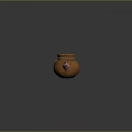 Clay Pot With Colorful Small Objects Arranged In A Row On Dark Background 3d model