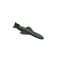 Green Aerial Bomb Weapon with Cylindrical Body Tail Fins and Nose Cone 3d model