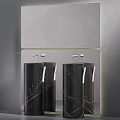 Modern Black Marble Washbasins With Silver Faucets On Grey Wall Background