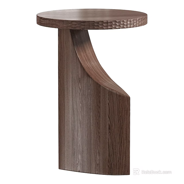 Wooden Side Table With Woven Top And Curved Leg Design For Home Decor 3d model 