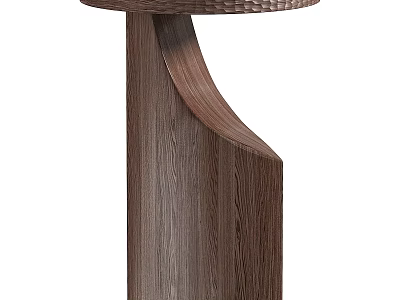 Wooden Side Table With Woven Top And Curved Leg Design For Home Decor 3d model