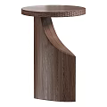 Wooden Side Table With Woven Top And Curved Leg Design For Home Decor