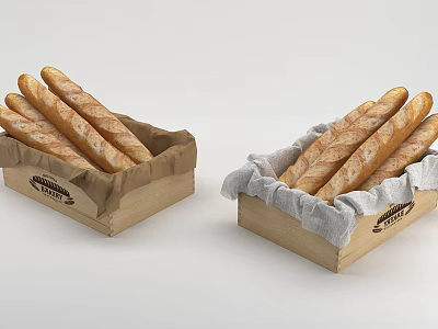 Wooden Box for Storing Fresh Baguettes with Paper Liner and Natural Finish 3d model Wooden Box for Storing Fresh Baguettes with Paper Liner and Natural Finish 3d model