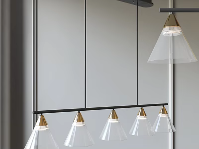 Modern Pendant Lights With Black Bar Transparent Glass Shades And Golden Bases 3d model