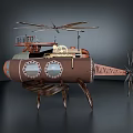 Intricate Steampunk Aircraft Design With Propellers Round Windows And Mechanical Parts