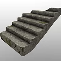 Rough Textured Natural Weathered Stone Stairs With Moss Covered Multiple Outdoor Steps