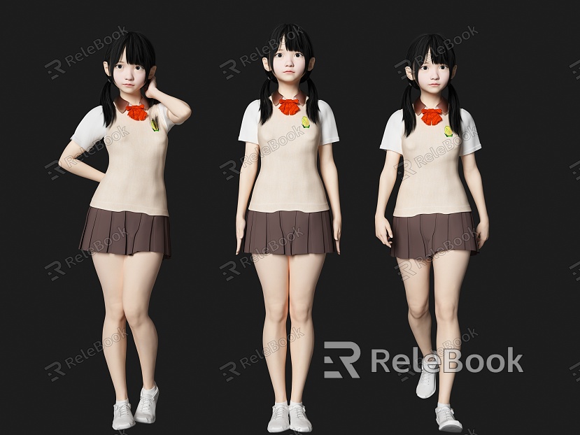 student figure primary school student girl school uniform student model