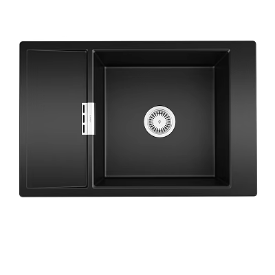 Black Single Bowl Kitchen Sink With Central Drain Design For Modern Kitchen 3d model