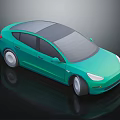 Modern Teal Sedan with Sleek Body Dark Roof White Wheels and 3D Rendered Reflection