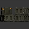 Stacked Green Military Style Crates With Reinforced Corners And Latches