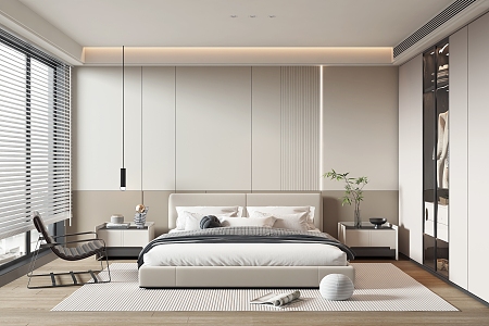 Modern Bedroom Cream Home Bedroom 3d model