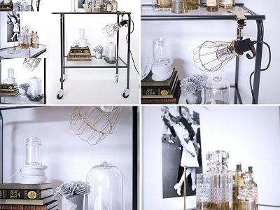 Modern Interior Styling With Metal Shelves Glass Jars Books And Decorative Lamps 3d model
