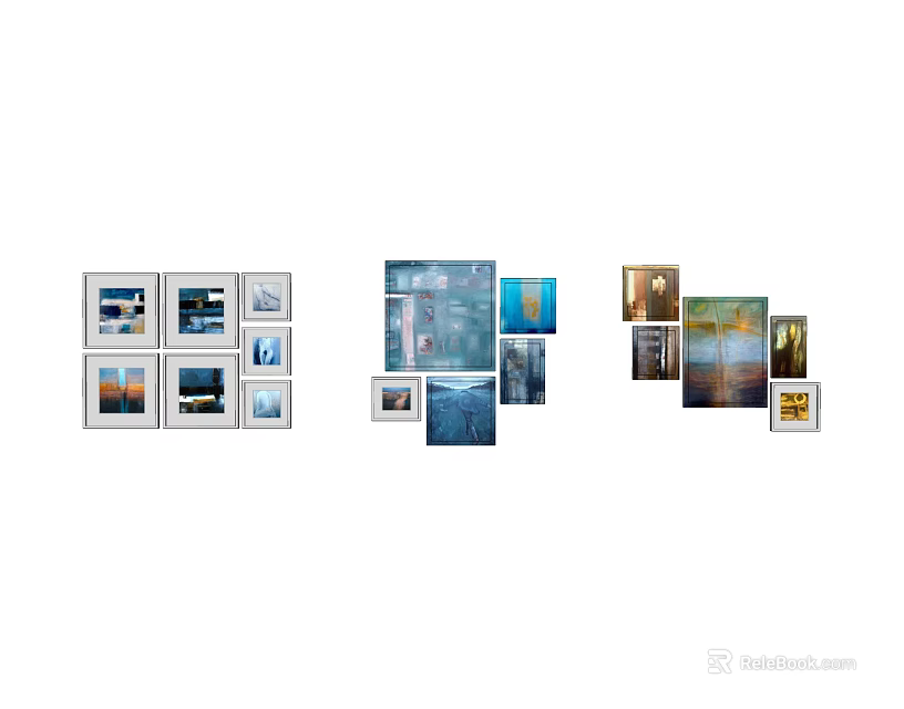 Diverse Framed Oil Paintings With Various Themes For Home Wall Art 3d model 