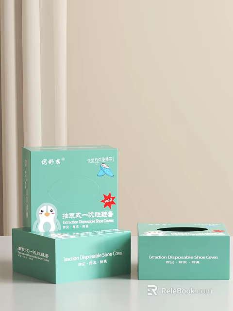 Disposable Alcohol Disinfectant Wipes Pull Out Type Green Packaging With Penguin Design 3d model 
