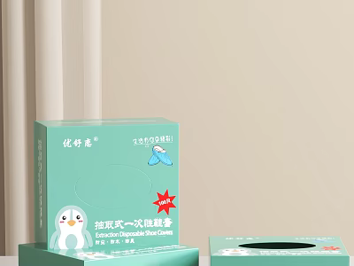 Disposable Alcohol Disinfectant Wipes Pull Out Type Green Packaging With Penguin Design 3d model