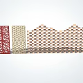 Modern Decorative Screen Wall Design With Laser Cut Geometric Patterns And Colorful Panels 3d model
